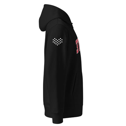 Paddle Tennis Hoodie With Upside-Down Red & White Text