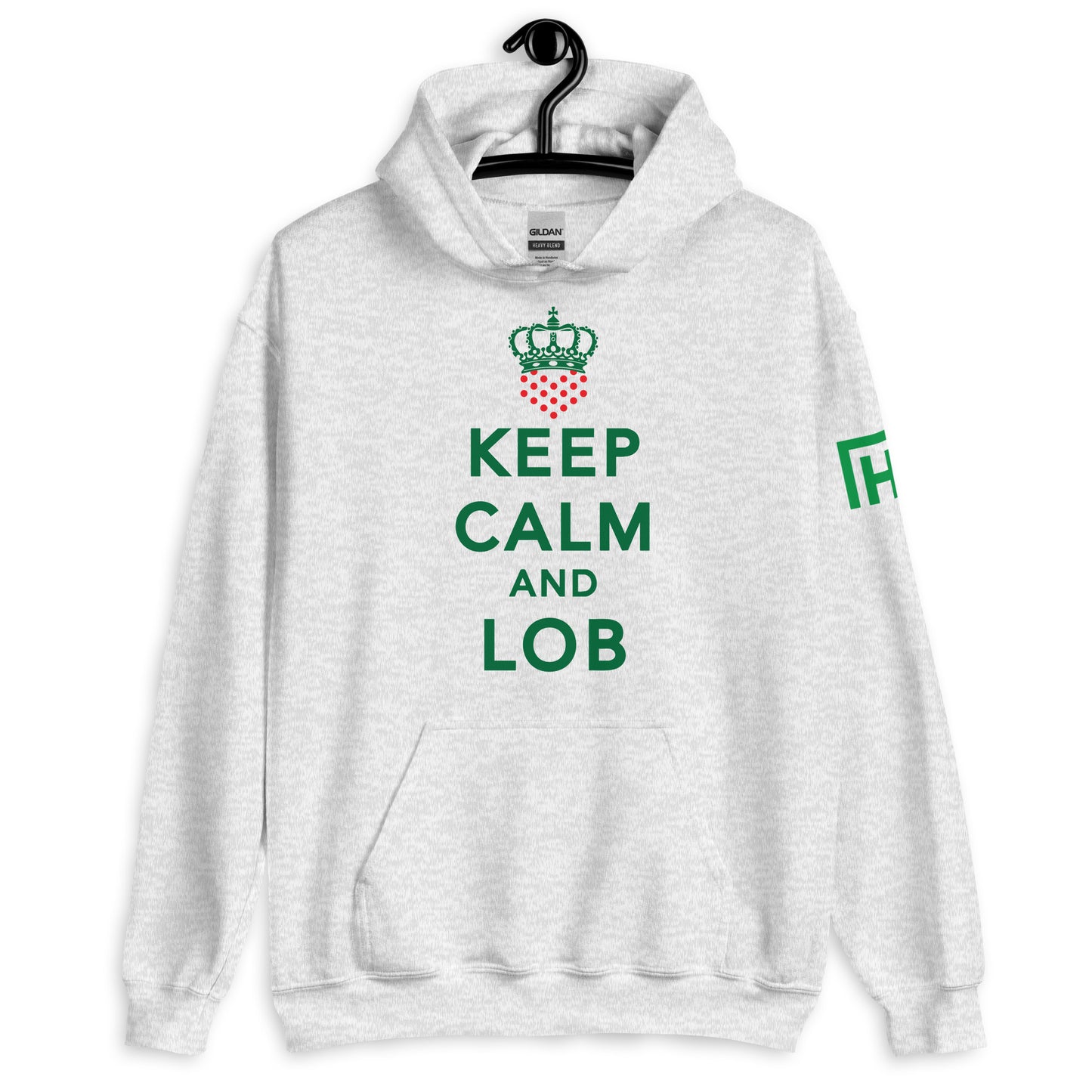 Keep Calm And Lob Hoodie With Green Text Design