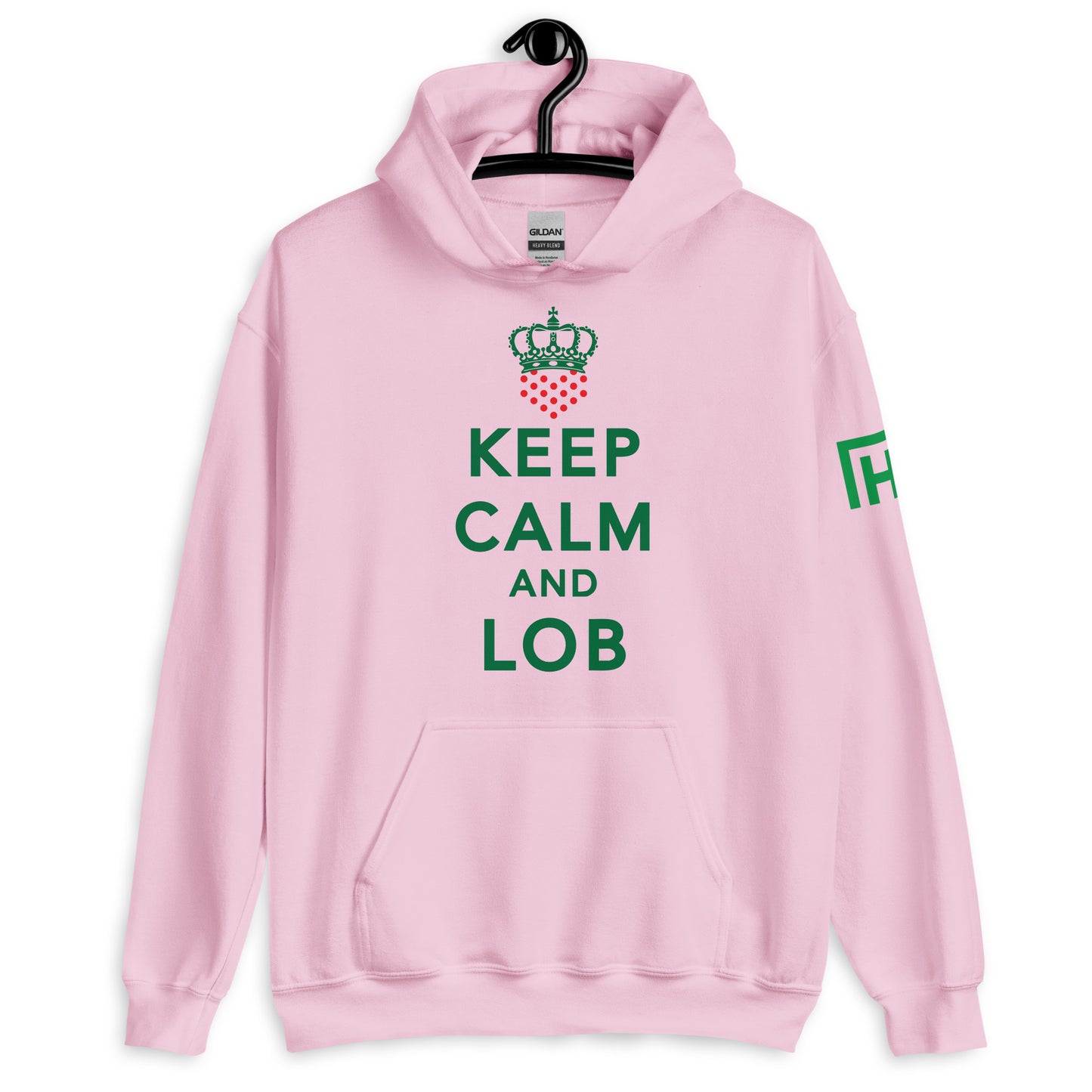Keep Calm And Lob Hoodie With Green Text Design