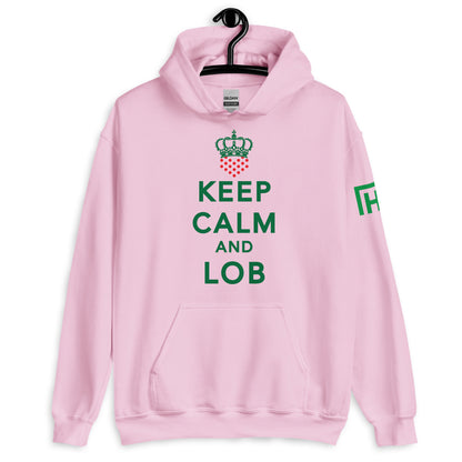 Keep Calm And Lob Hoodie With Green Text Design