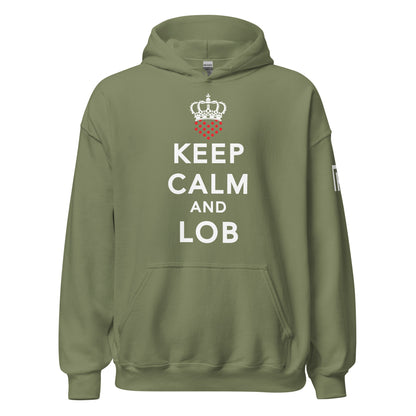 Keep Calm And Lob Hoodie With White Text Design