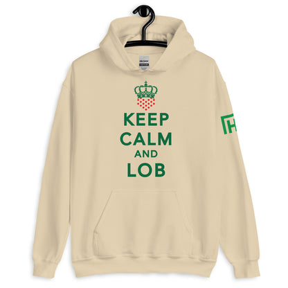 Keep Calm And Lob Hoodie With Green Text Design