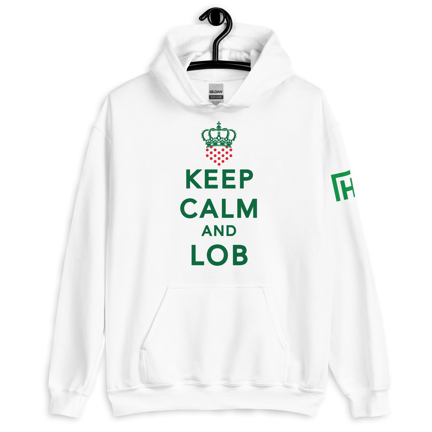 Keep Calm And Lob Hoodie With Green Text Design