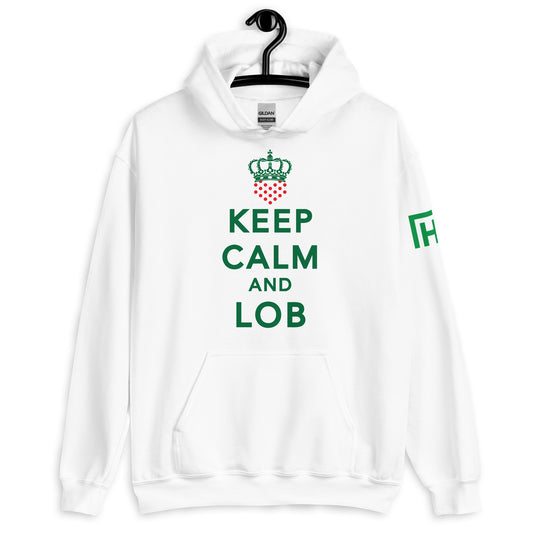 Keep Calm And Lob Hoodie With Green Text Design